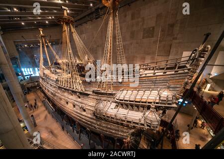 The Vasa Swedish warship in the Vasamuseet (Vasa Museum) in Stockholm, Sweden Stock Photo