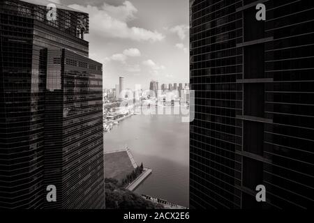 Singapore Urban Skyline and Buildings at Dusk Stock Photo