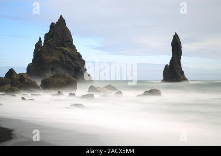 Reynisdrangar Basalt Sea Stacks  Icland Stock Photo