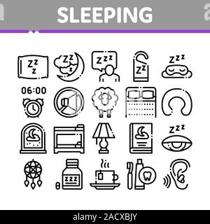 Sleeping Time Devices Collection Icons Set Vector Stock Vector
