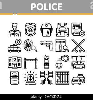 Police Department Collection Icons Set Vector Stock Vector