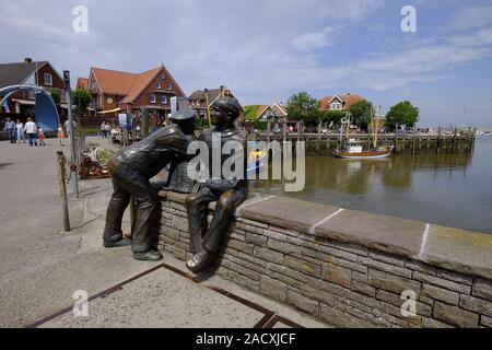 Neuharlingersiel with harbour, beach and historic town centre, East Frisia, Lower Saxony, Germany Stock Photo