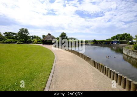 Neuharlingersiel with harbour, beach and historic town centre, East Frisia, Lower Saxony, Germany Stock Photo