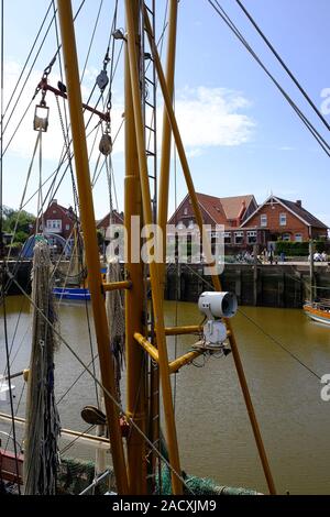 Neuharlingersiel with harbour, beach and historic town centre, East Frisia, Lower Saxony, Germany Stock Photo