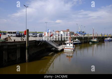 Neuharlingersiel with harbour, beach and historic town centre, East Frisia, Lower Saxony, Germany Stock Photo