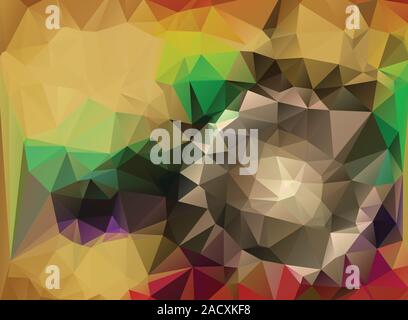 Geometric background made of yellow, green, red and black polygons. Stock Vector