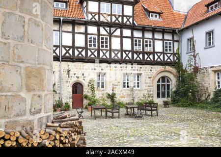 Renovated half-timbered house in Quedlinburg, Harz, Saxony-Anhalt