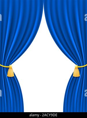 blue theatrical curtain for design vector illustration isolated on white background Stock Photo