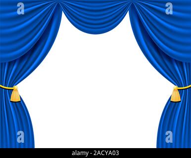 blue theatrical curtain for design vector illustration isolated on white background Stock Photo