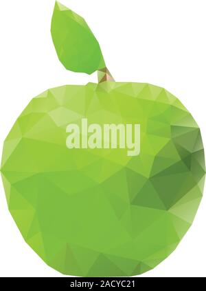 Modern stylized geometric apple of green color on white background. Stock Vector