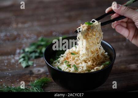 Chinese noodles. Top view. Stock Photo