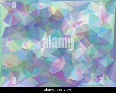Trendy stylized iridescent polygons, abstract holographic background. Stock Vector