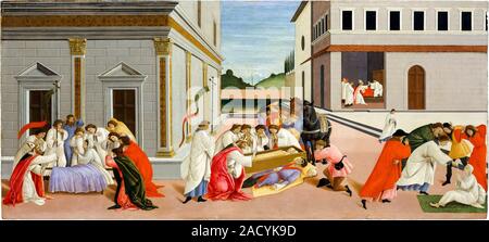 Sandro Botticelli, Three Miracles of Saint Zenobius, painting, circa 1500 Stock Photo