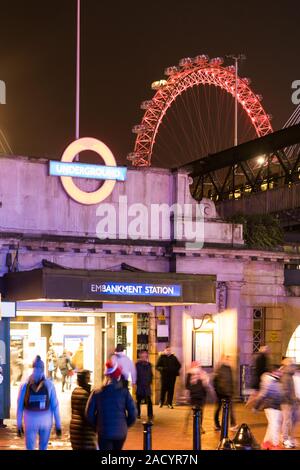 Embankment Underground tube station entrance Stock Photo