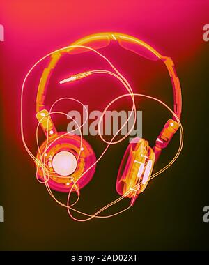 Coloured X-ray of headphones. Stock Photo