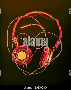 Coloured X-ray of headphones. Stock Photo
