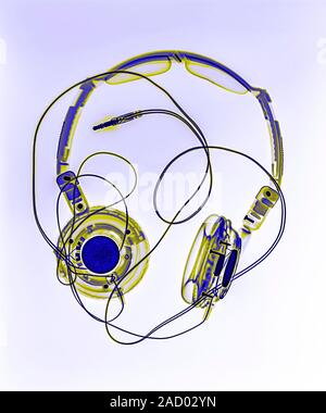 Coloured X-ray of headphones. Stock Photo