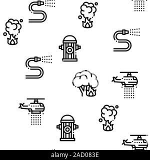 Firefighter Equipment Seamless Pattern Vector Stock Vector