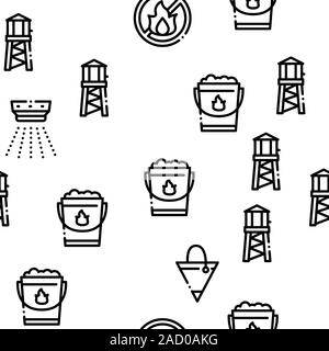 Firefighter Equipment Seamless Pattern Vector Stock Vector