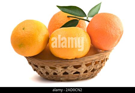 Different cultivars of tangerines in basket Stock Photo