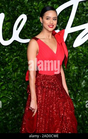 Nathalie Emmanuel attending the Fashion Awards 2019 at the Royal Albert Hall, Kensington Gore, London. PA Photo. Picture date: Monday December 2, 2019. See PA story SHOWBIZ Fashion. Photo credit should read: Ian West/PA Wire Stock Photo