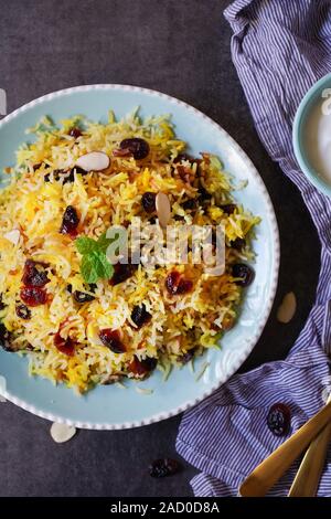 Cranberry Rice Pilaf /Persian Jewled rice Stock Photo