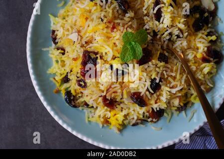 Cranberry Rice Pilaf /Persian Jewled rice Stock Photo