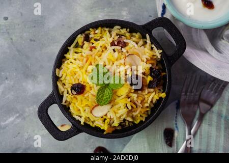 Cranberry Rice Pilaf /Persian Jewled rice Stock Photo