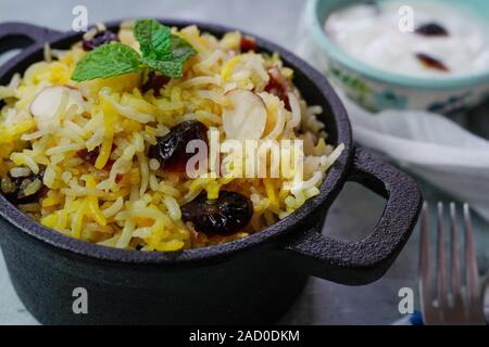 Cranberry Rice Pilaf /Persian Jewled rice Stock Photo