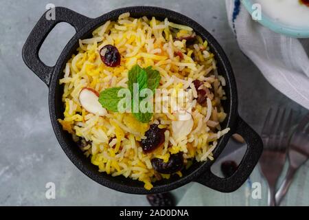 Cranberry Rice Pilaf /Persian Jewled rice Stock Photo