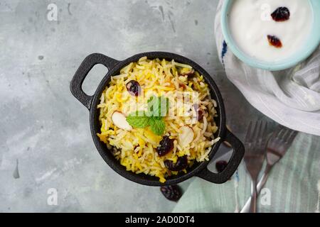 Cranberry Rice Pilaf /Persian Jewled rice Stock Photo