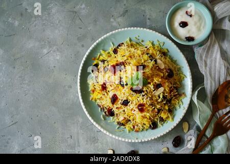 Cranberry Rice Pilaf /Persian Jewled rice Stock Photo