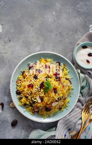 Cranberry Rice Pilaf /Persian Jewled rice Stock Photo