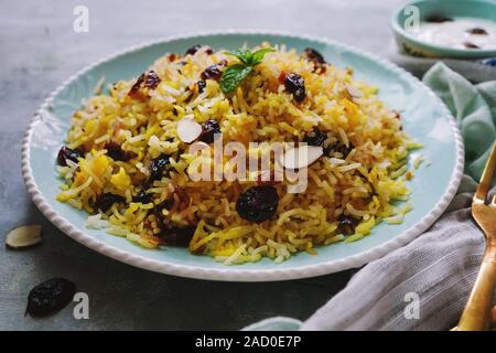 Cranberry Rice Pilaf /Persian Jewled rice Stock Photo