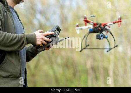 Man controling a drone. Stock Photo