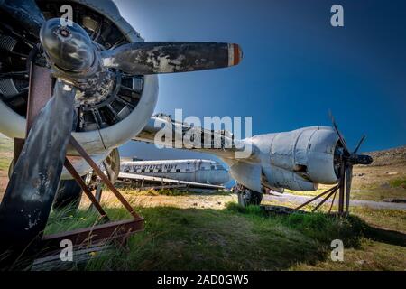 Old Plane-US Navy Douglas C-117D , Hnjotur Plane Museum, West Fjords, Iceland Stock Photo