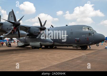 FAIRFORD, UK - JUL 13, 2018: US Air Force MC-130J Commando II Hercules Special Operations plane on display at RAF Fairford airbase. Stock Photo