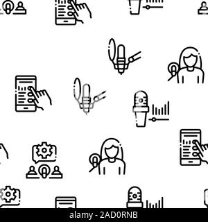 Podcast And Radio Seamless Pattern Vector Stock Vector