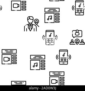 Podcast And Radio Seamless Pattern Vector Stock Vector