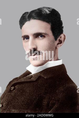 Nikola Tesla (1856-1943), Serb-US physicist. In 1884 Tesla emigrated to America. For a while he worked with Edison, but after advocating alternating c Stock Photo