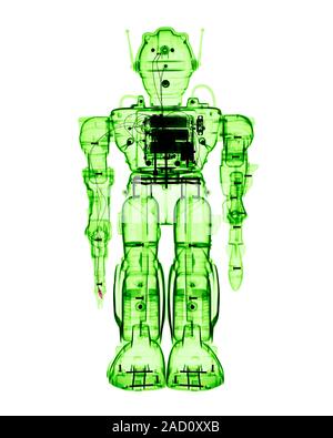 Toy robot, coloured X-ray. Stock Photo
