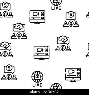 Podcast And Radio Seamless Pattern Vector Stock Vector
