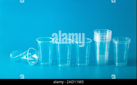 single use plastic cup. concept of recycling plastic, plastic waste Stock Photo