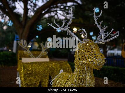 Holiday Christmas lights at Lake Eola Park in downtown Orlando, Florida. Stock Photo