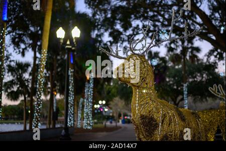 Holiday Christmas lights at Lake Eola Park in downtown Orlando, Florida. Stock Photo