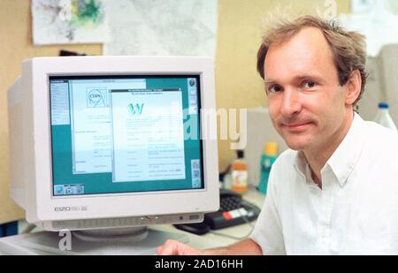 Editorial use only. This image may not be used to state or imply endorsement by CERN of any product, activity or service Tim Berners-Lee (born 1955), Stock Photo
