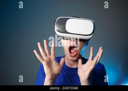 Man using VR glasses Stock Photo