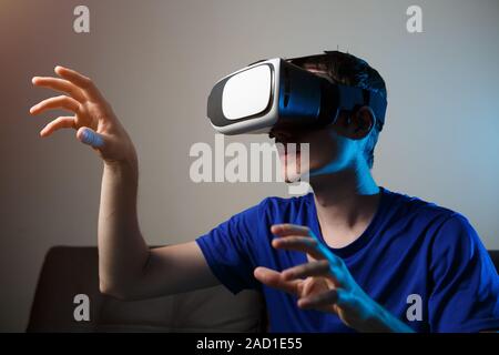 Man using VR glasses Stock Photo