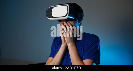 Man using VR glasses Stock Photo
