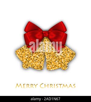 Jingle bells with red bow on a white background. christmas watercolor ...